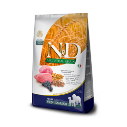 N&D Dog Ancestral Grain lamb, spelt, oats & blueberry adult medium & maxi